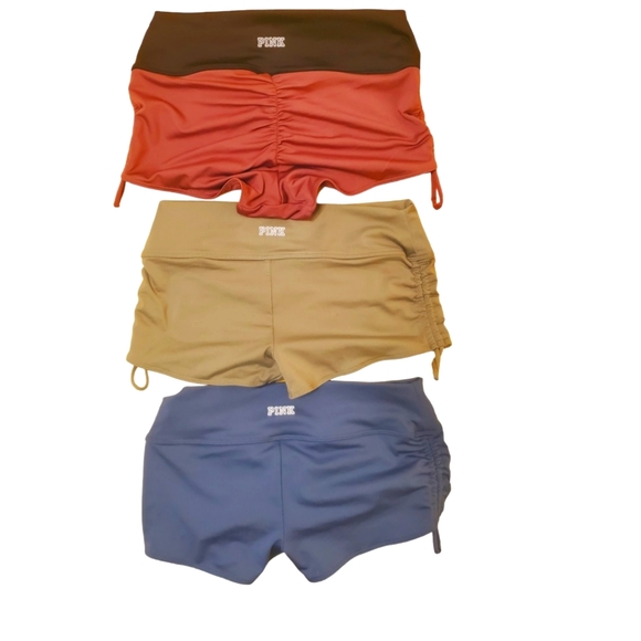 Lot of 3-Victoria’s Secret PINK Sport Gym to Swim Ruched Back Shorts - Picture 2 of 6